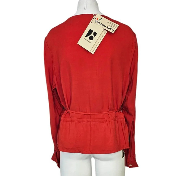 Frank & Oak Womens The Wrap Top Orange Size Medium NWT Viscose Tie Waist - Picture 5 of 7